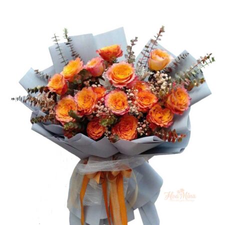 Bó hoa hồng cam rực rỡ – Biểu tượng của năng lượng, ấm áp và thành công