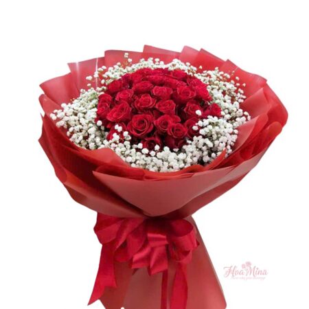 Bó hoa hồng đỏ và baby – Biểu tượng tình yêu vĩnh cửu, lời tỏ tình ngọt ngào nhất