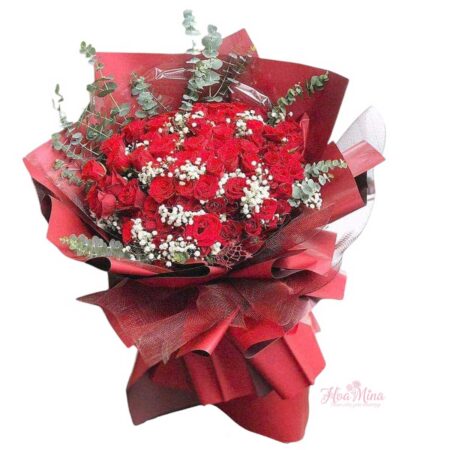 Bó hoa hồng đỏ và baby – Biểu tượng tình yêu vĩnh cửu, món quà ngọt ngào từ Hoa Mina