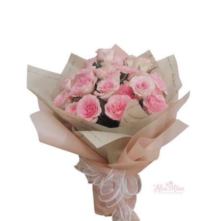 Bó hoa hồng phấn ngọt ngào lãng mạn – Biểu tượng của yêu thương và hạnh phúc