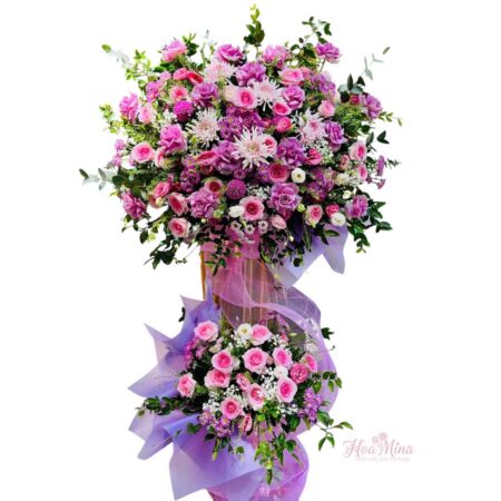 Kệ Hoa Chúc Mừng Tông Tím Hồng – Sang Trọng & Ý Nghĩa