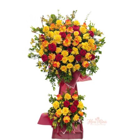 Kệ Hoa Hồng Đỏ Vàng – Rực rỡ, sang trọng, ý nghĩa