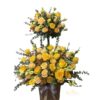 Lẵng Hoa Để Bàn 2 Tầng Tone Màu Vàng – Sang Trọng Và May Mắn